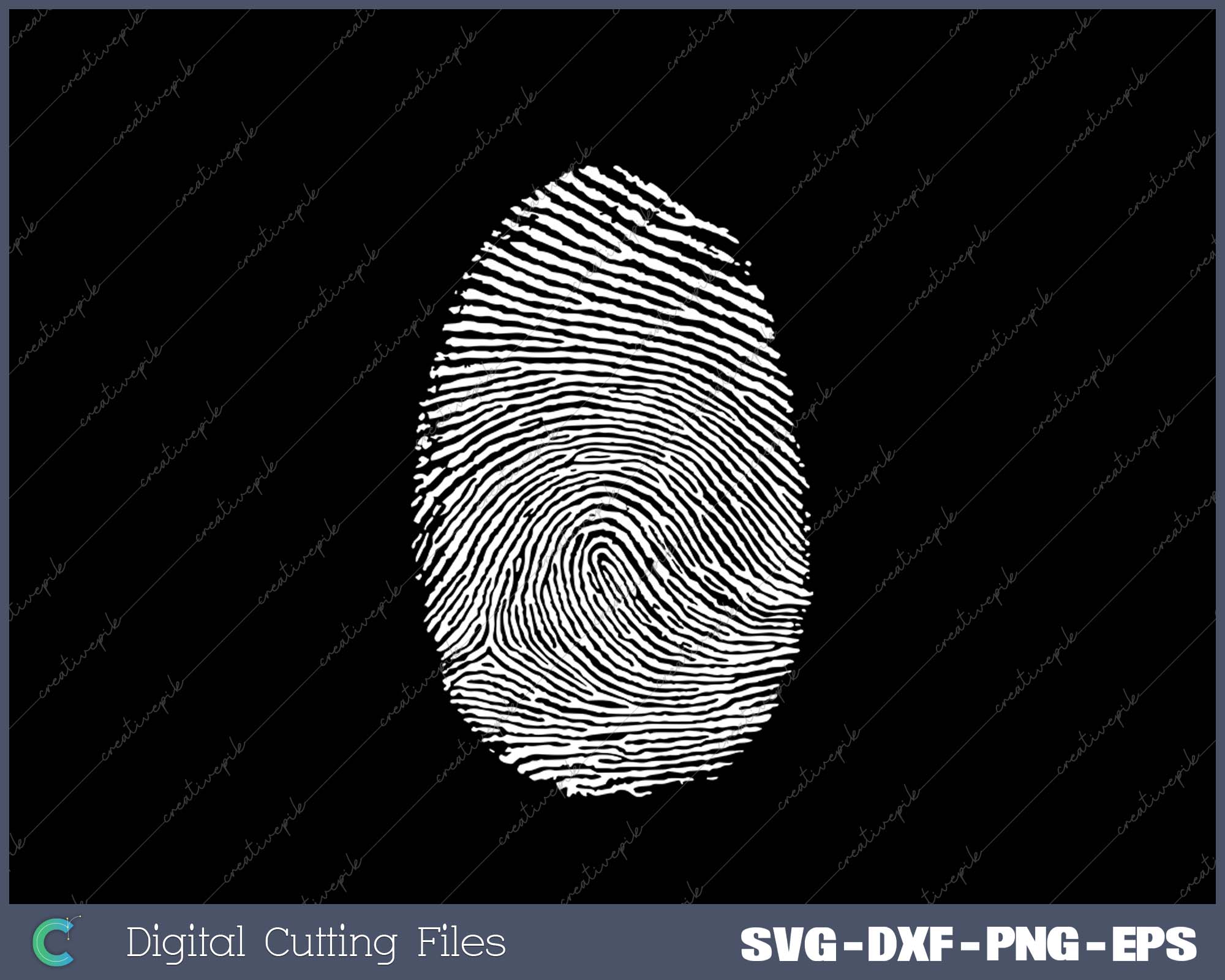 Large Fingerprint Police Crime Scene Analysis Fingerprint SVG PNG Cutting Printable Files